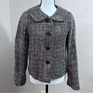 Banana Republic Black & White Tweed Button Front Jacket